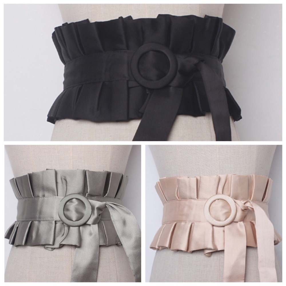 Handmade Pleated Satin Belt - Picture 3 of 10